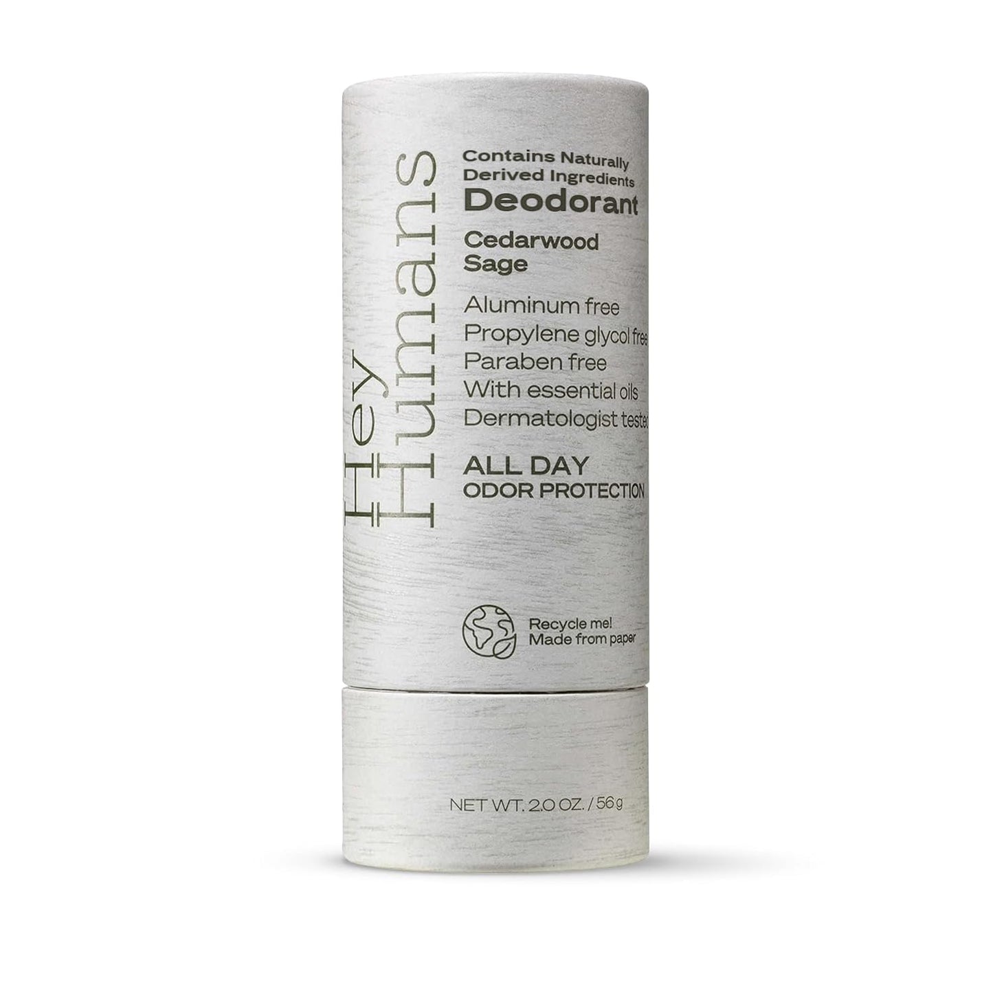 Hey Humans Aluminum-Free Deodorant for Women and Men – Cedarwood Sage, All-Day Odor Control