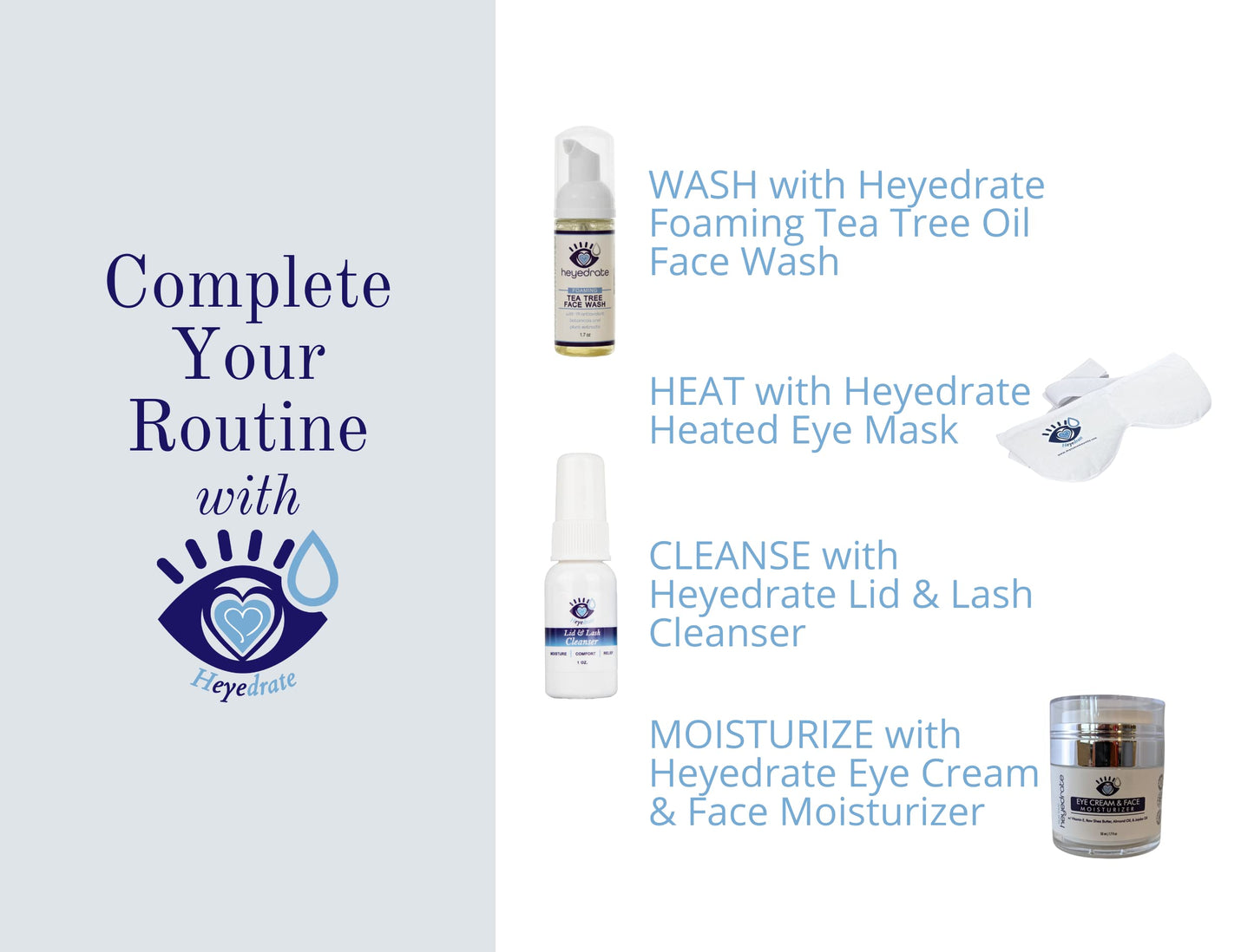 Heyedrate Foaming Tea Tree Face Wash & Eyelid Cleanser – 3 Pack (1.7 oz each)