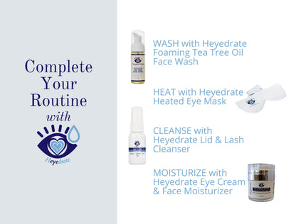 Heyedrate Foaming Tea Tree Face Wash & Eyelid Cleanser – 3 Pack (1.7 oz each)