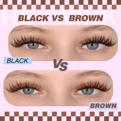 HEYWINK Velure Brown Lash Clusters Kit – Natural 8-14mm D-Curl, Invisible Band