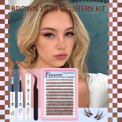 HEYWINK Flaunt Lash Clusters Dark Brown 8-14mm – Lightweight D-Curl DIY Lash Kit