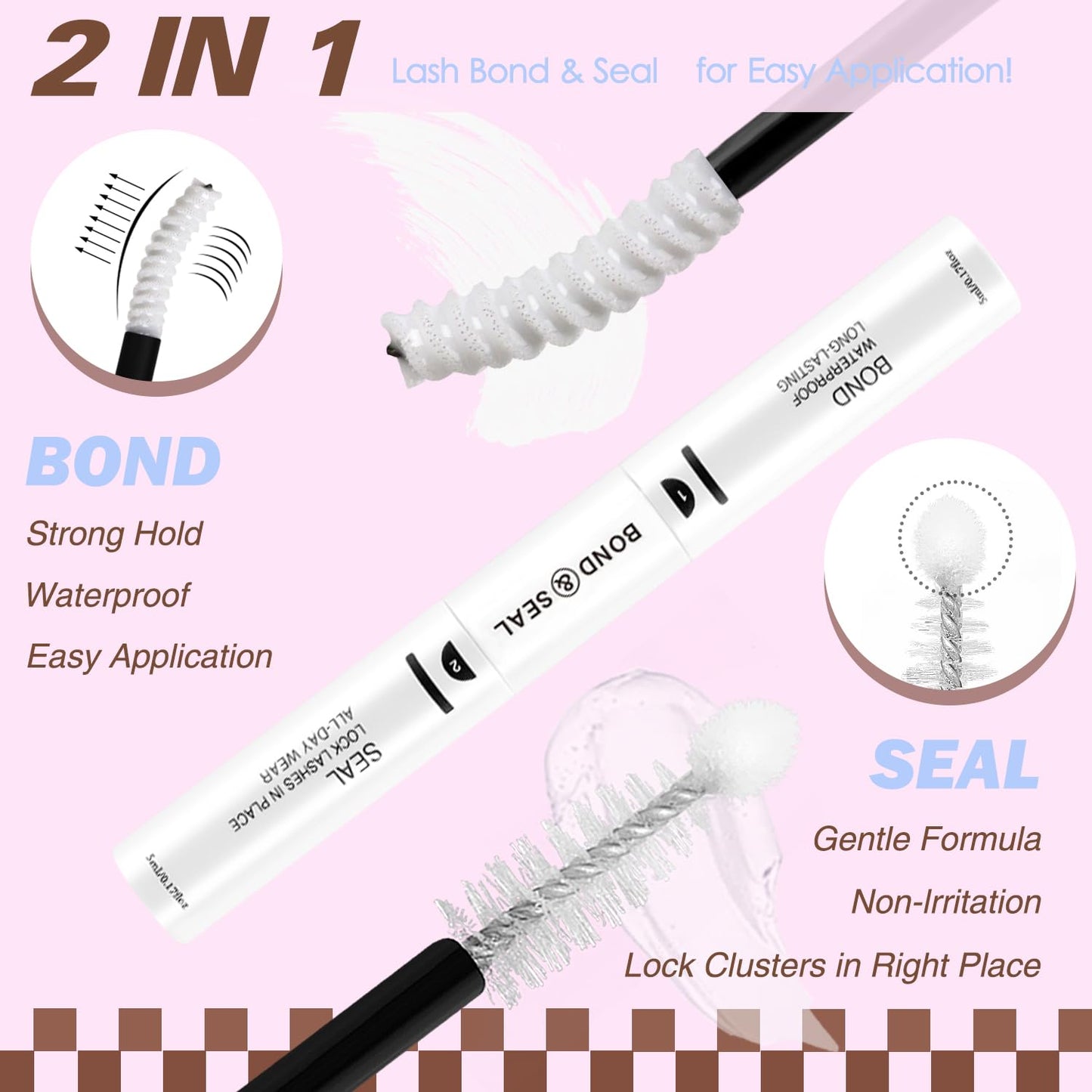HEYWINK Velure Brown Lash Clusters Kit – Natural 8-14mm D-Curl, Invisible Band