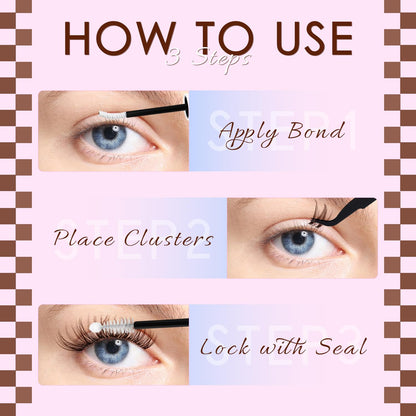 HEYWINK Flaunt Lash Clusters Dark Brown 8-14mm – Lightweight D-Curl DIY Lash Kit