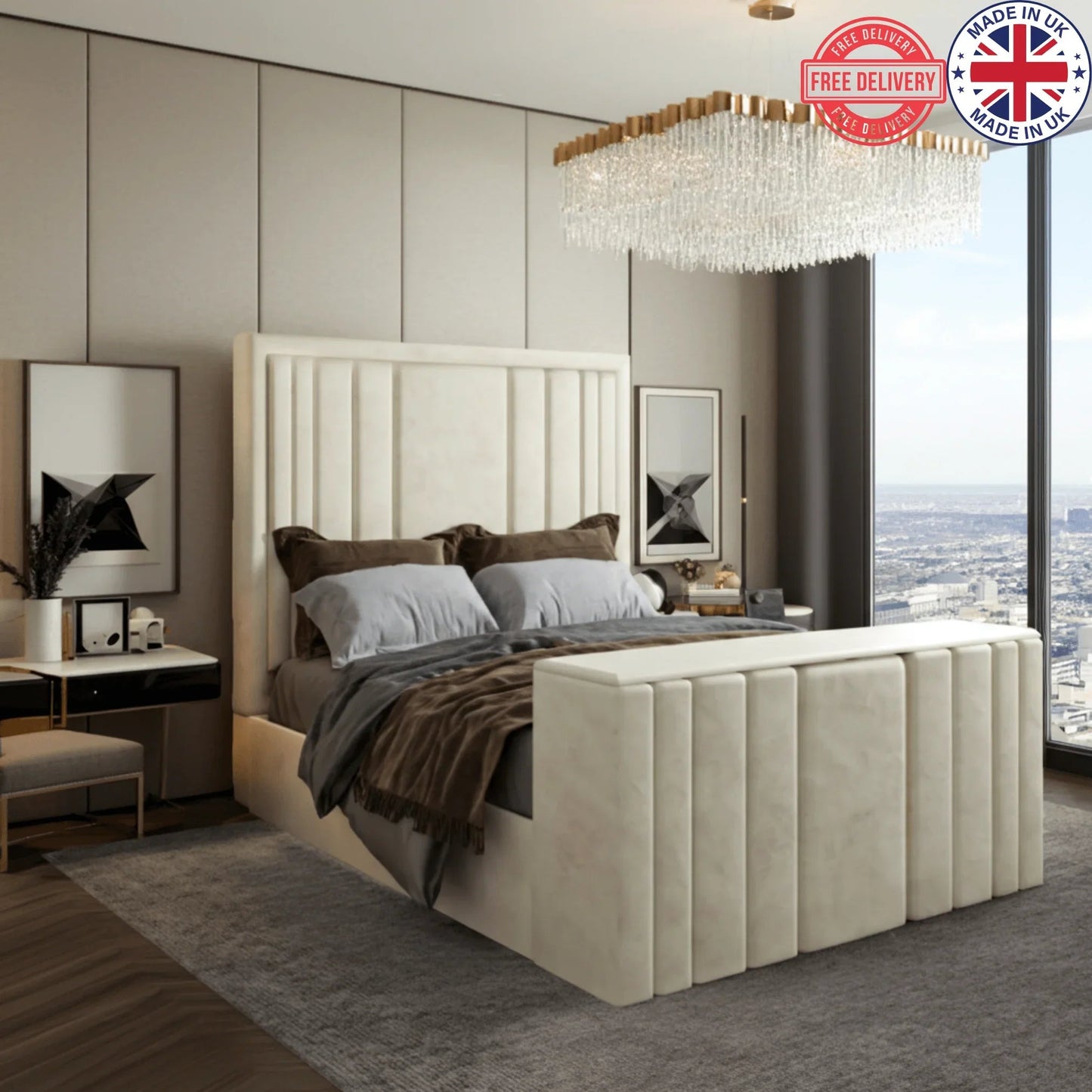 Rayna Panel Lined Tv Bed