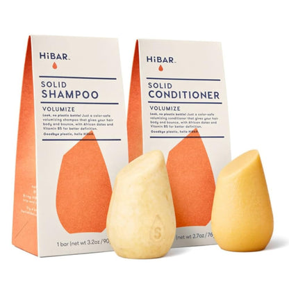 HiBAR Volumize Shampoo & Conditioner Set – Adds Body for Fine Hair | Plastic-Free & Vegan