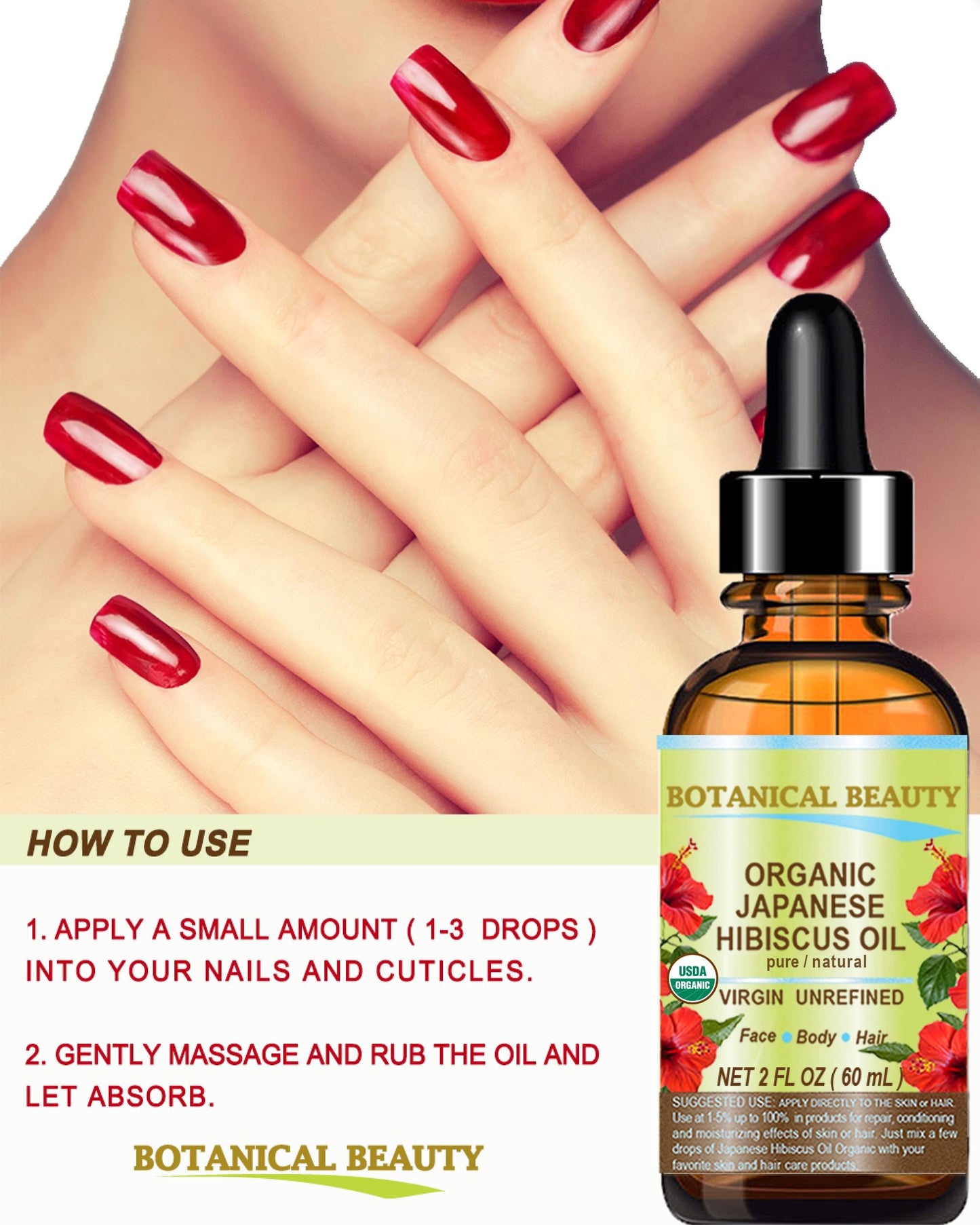 Botanical Beauty Organic Hibiscus Oil – 100% Pure Cold-Pressed Hibiscus Sabdariffa for Skin, Hair & Nails