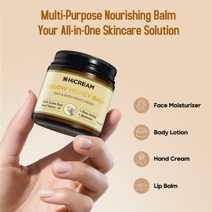 Hicream Beef Tallow Balm | 100% Organic Grass-Fed Moisturizer for Dry Skin
