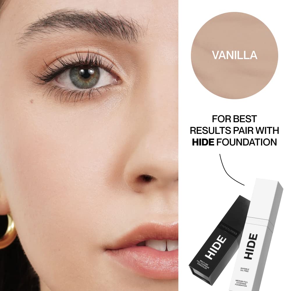 Hide Liquid Concealer – Medium to Full Coverage, Oil-Free, Vanilla (0.5 fl oz)