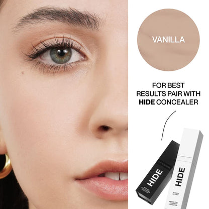 Hide Premium Liquid Foundation Vanilla – Waterproof, Medium to Full Coverage, All Skin Types, Shade Finder, 1 oz