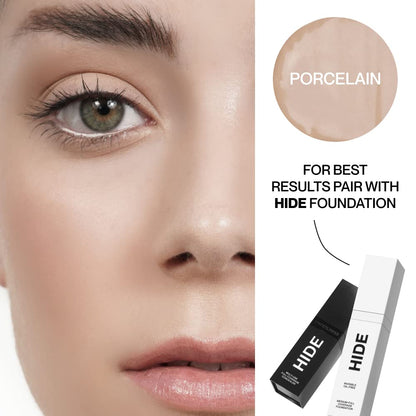 HIDE PREMIUM Liquid Foundation – Waterproof, Multi-Use Coverage for All Skin Types, Porcelain 1 oz