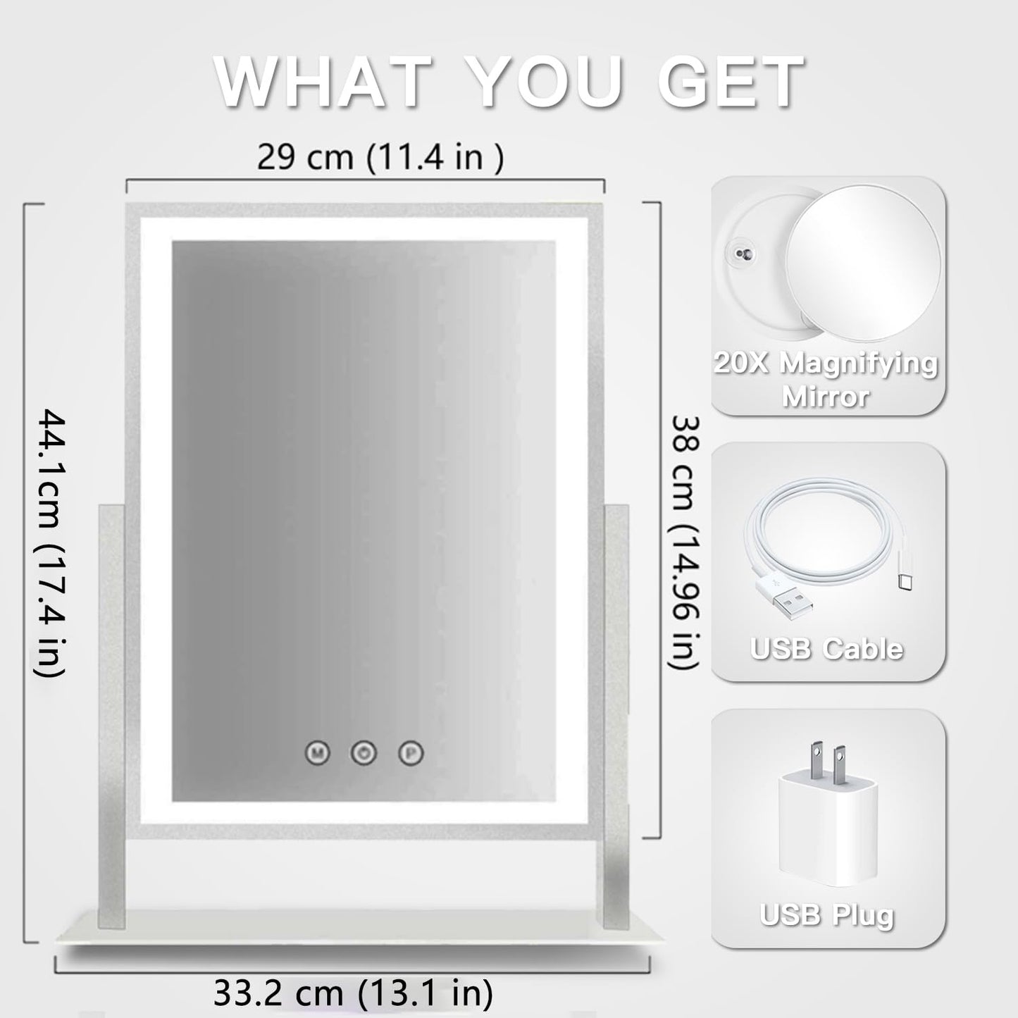 HIEEY Lighted Makeup Mirror with 3 Color Modes, 360° Rotation, and 20X Magnification
