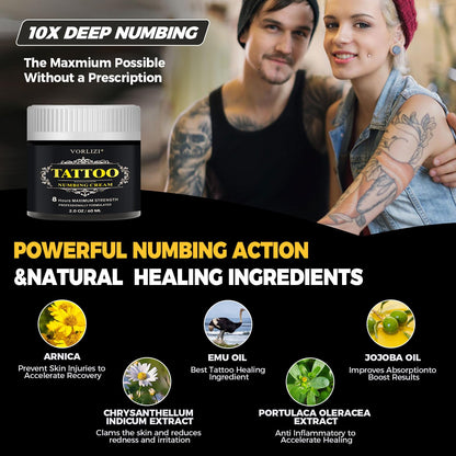 HIEKERS Painless Tattoo Numbing Cream - Extra Strength, 60g (2.0oz)