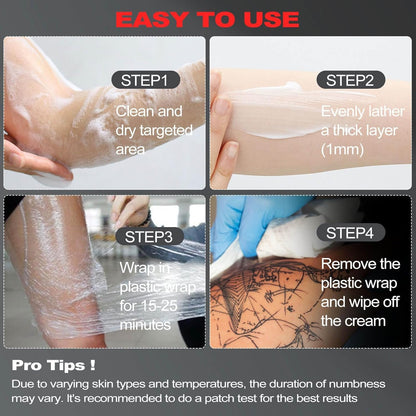 HIEKERS 8 Hours Maximum Strength Numbing Cream for Tattoos - Extra Strength Pain Relief (2oz / 60ml)