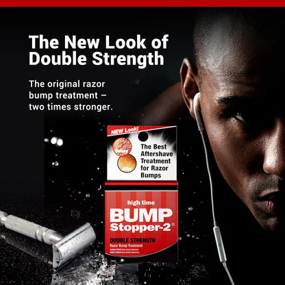 High Time Bump Stopper 2 Double Strength Razor Bump Treatment – Razor Burn Relief & Ingrown Hair Solution (0.5 oz, 3 Pack)