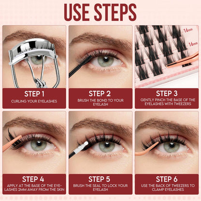 Higu clace Manga-Lash-Clusters Kit 120Pcs 10-16mm with Spikes – Anime Style DIY Eyelash Extensions with Bond, Seal & Tweezers