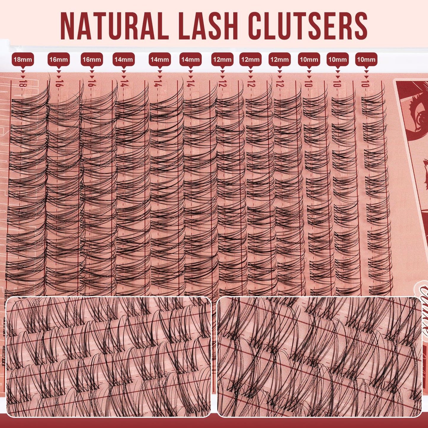 Higu clace Wispy Lash Clusters Kit – 120 Pcs Natural Lashes, Bond & Seal, Clear Band