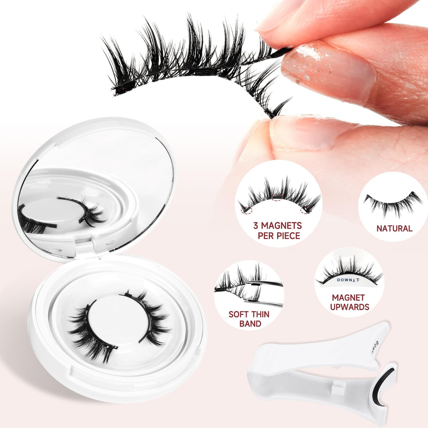 Higu clace Magnetic Eyelashes with Applicator – Natural Look Wispy Lashes (DJCX-D)