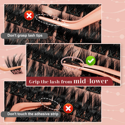 Higu Clace Self-Adhesive Eyelashes Kit – Pre-Glued Clusters 10-16mm