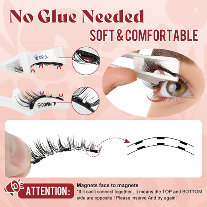 Higu clace Magnetic Eyelashes with Applicator – No Glue Needed, 1 Pair Reusable (XTY-N01)