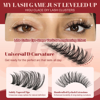 Higu clace Lash Clusters – 600Pcs, 6 Styles, 10-18mm, 30D–100D Wispy DIY Extensions