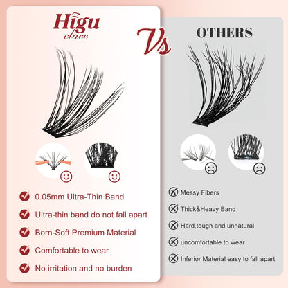 Higu clace Lash Clusters – 600Pcs, 6 Styles, 10-18mm, 30D–100D Wispy DIY Extensions