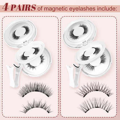 Higu clace Magnetic Eyelashes with Applicator — 4 Pairs, Natural Look