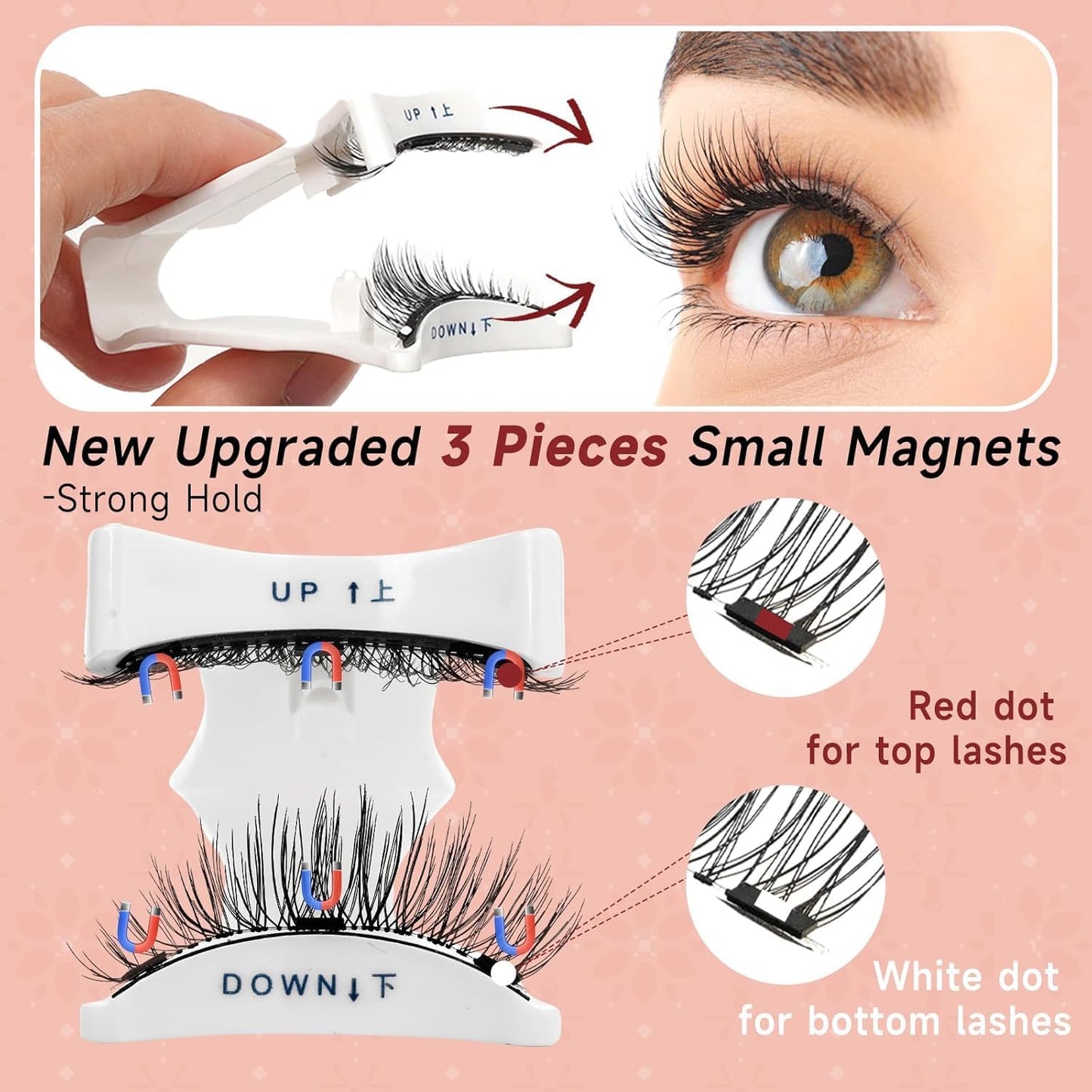 Higu clace Magnetic Eyelashes with Applicator – 2 Pairs, No Glue, Easy Magnetic Lash Kit