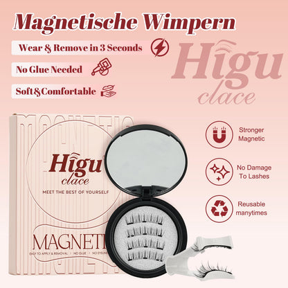 Higu Clace Magnetic Eyelashes – No Glue, Easy Wear with Applicator (Style A)