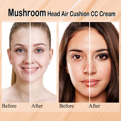 Hilareco 2-Piece Mushroom Head Air Cushion CC Cream Set – Nature Foundation, Brushes, Sponge (#05 Sand)