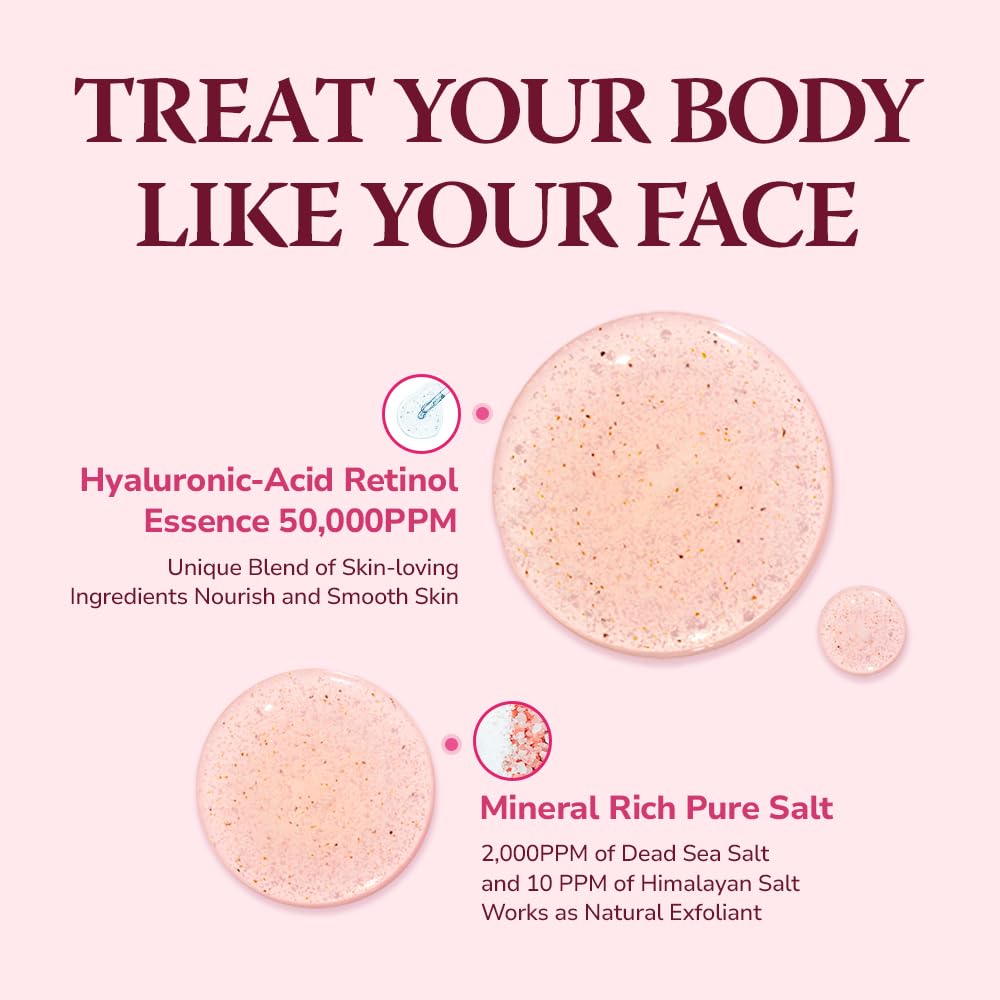 HIMALAYA PINKSALT Daily Scrub & Body Wash – Exfoliating Salt Scrub with Dead Sea Salt, Hyaluronic Acid & Retinol