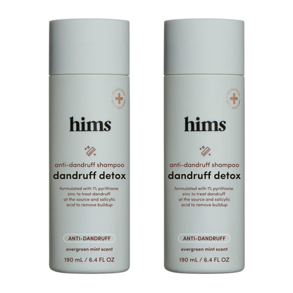 hims & hers Dandruff Detox Shampoo with Pyrithione Zinc, Argan & Avocado Oils – Sulfate-Free, Evergreen Mint Scent – 6.4 fl oz (2-Pack)
