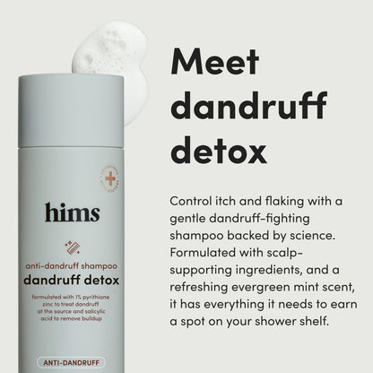 HIMS Dandruff Detox Anti Dandruff Shampoo – 1% Pyrithione Zinc, Argan Oil, Evergreen Mint, Paraben & Sulfate Free – 6.4 fl oz