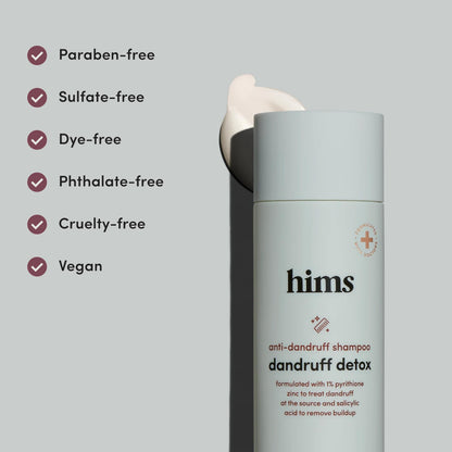 HIMS Dandruff Detox Anti Dandruff Shampoo – 1% Pyrithione Zinc, Argan Oil, Evergreen Mint, Paraben & Sulfate Free – 6.4 fl oz