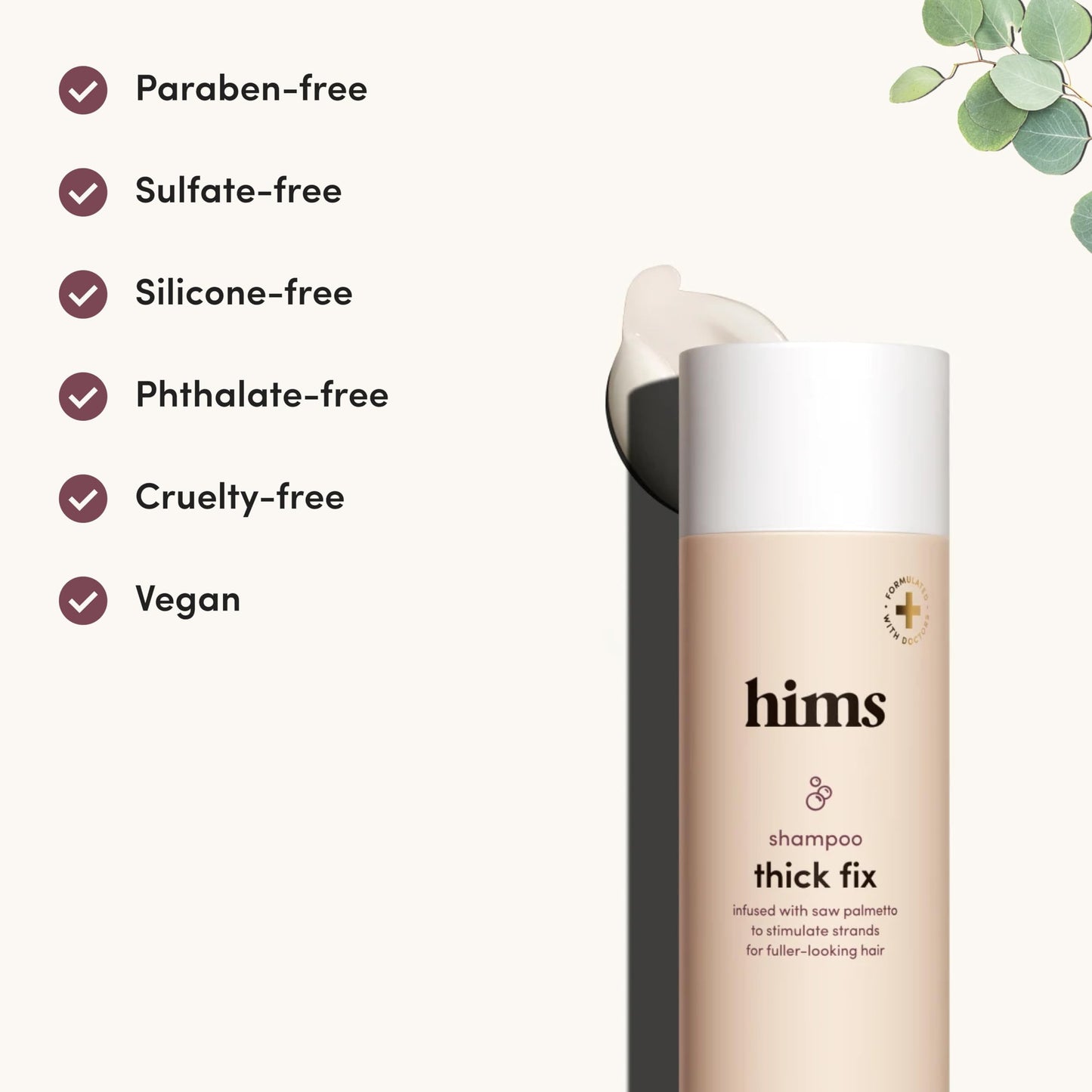 hims Thick Fix Shampoo – Saw Palmetto for Fuller-Looking Hair, Vegan & Sulfate-Free (2x6.4oz) | Hims & Hers