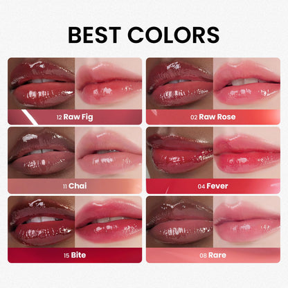 HINCE Raw Glow Lip Tint - StainGlazed Gloss, Non-Sticky & Long-Wearing (Bare 01, 0.13 fl oz)