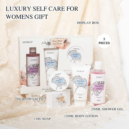 Hitrees Spa Gift Basket for Women & Men | Travel-Size Skincare & Bath Set