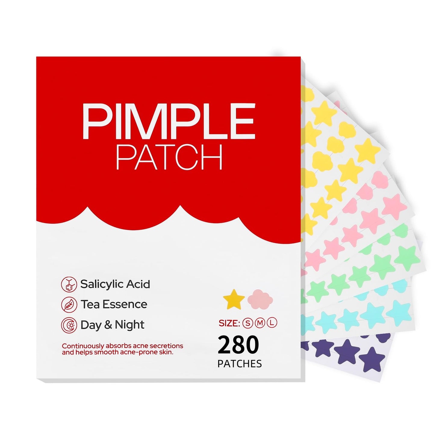 HLOES Pimple Patches – Cute Star-Shaped Hydrocolloid Patches, 280 PCS, Overnight Blemish Coverage