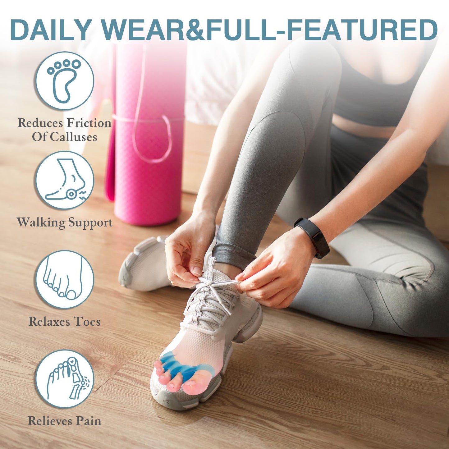 HLOES Toe Spacers 2-Pack – Unisex Toe Separators (Blue)