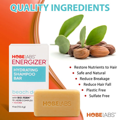 Hobe Labs Beach Day Hydrating Shampoo Bar | Cleanse, Nourish & Strengthen Hair with Bio-Ferm Herbal Complex