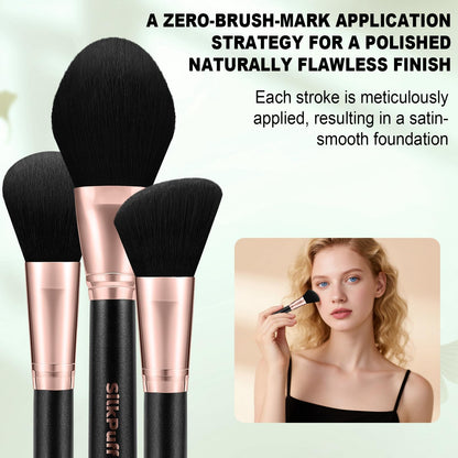HOIFA Silkpuff 15-Piece Makeup Brush Set – Travel Case, Cruelty-Free Synthetic Hair