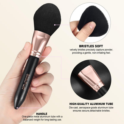 HOIFA Silkpuff 15-Piece Makeup Brush Set – Travel Case, Cruelty-Free Synthetic Hair