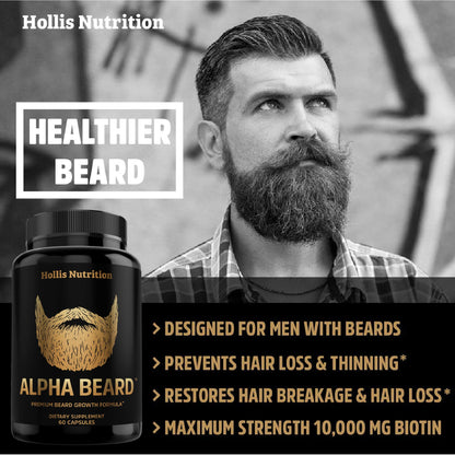 ALPHA BEARD Growth Vitamins for Men | Beard & Hair Support – Hollis Nutrition
