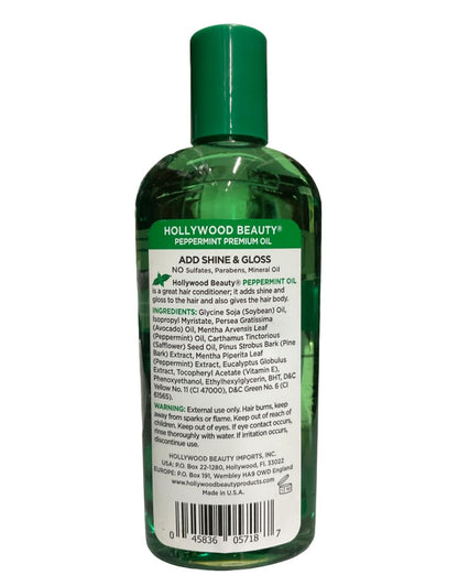 Hollywood Beauty Peppermint Hair Oil (8oz) – Hair & Skin Conditioning with Omega-3, Vitamin A & C
