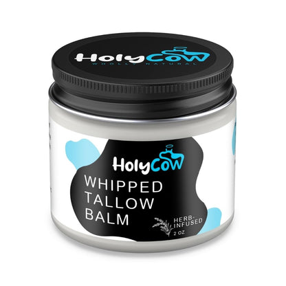HolyCow Whipped Beef Tallow Balm – Unscented Skin Moisturizer with Organic Jojoba Oil