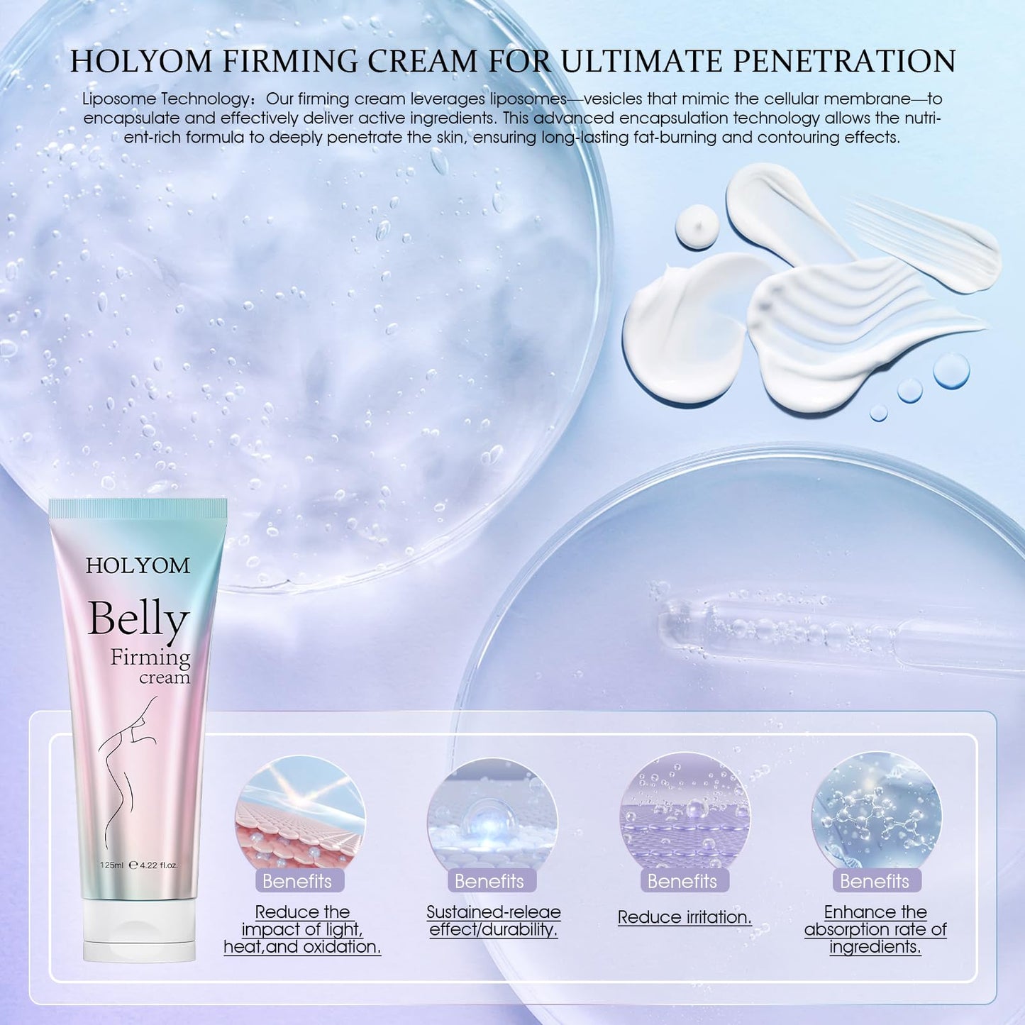 HOLYOM B Flat Belly Firming Cream | Skin Tightening for Stomach Thighs