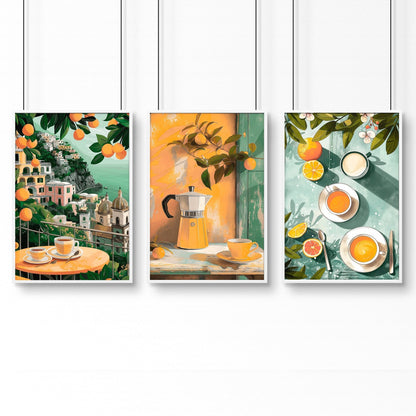 Home Decor Items For Kitchen | Set of 3 Italian Lifestyle Wall art Prints