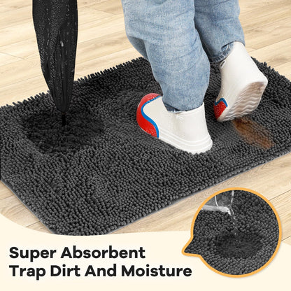 HOMEK Absorbent Dog Door Mat – 60 x 24 in Chenille Entryway Mud Mat, Non-Slip & Washable