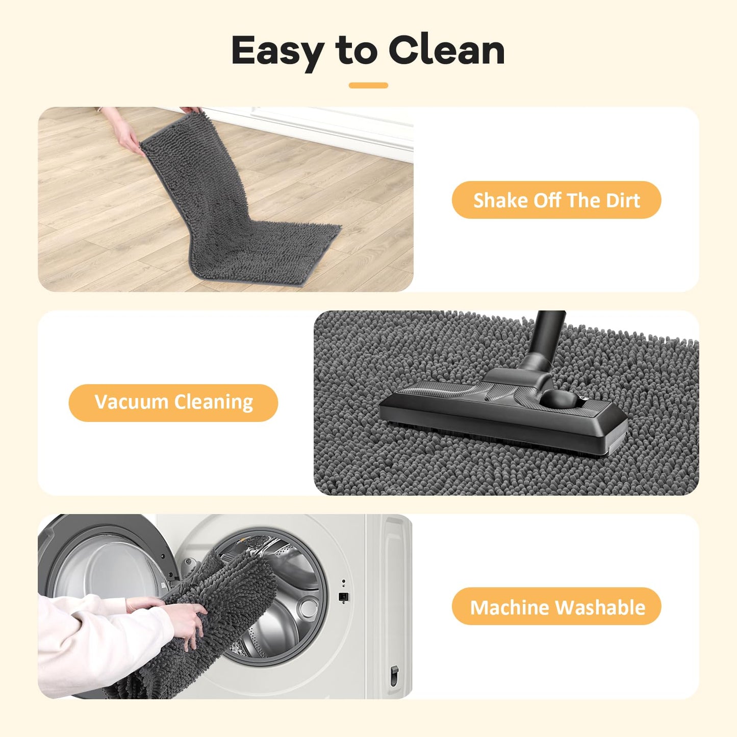 HOMEK Absorbent Dog Door Mat – 60 x 24 in Chenille Entryway Mud Mat, Non-Slip & Washable