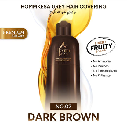 Hommkesa Grey Hair Covering Shampoo – Premium 3-in-1 Dye for Grey Hair (Dark Brown)