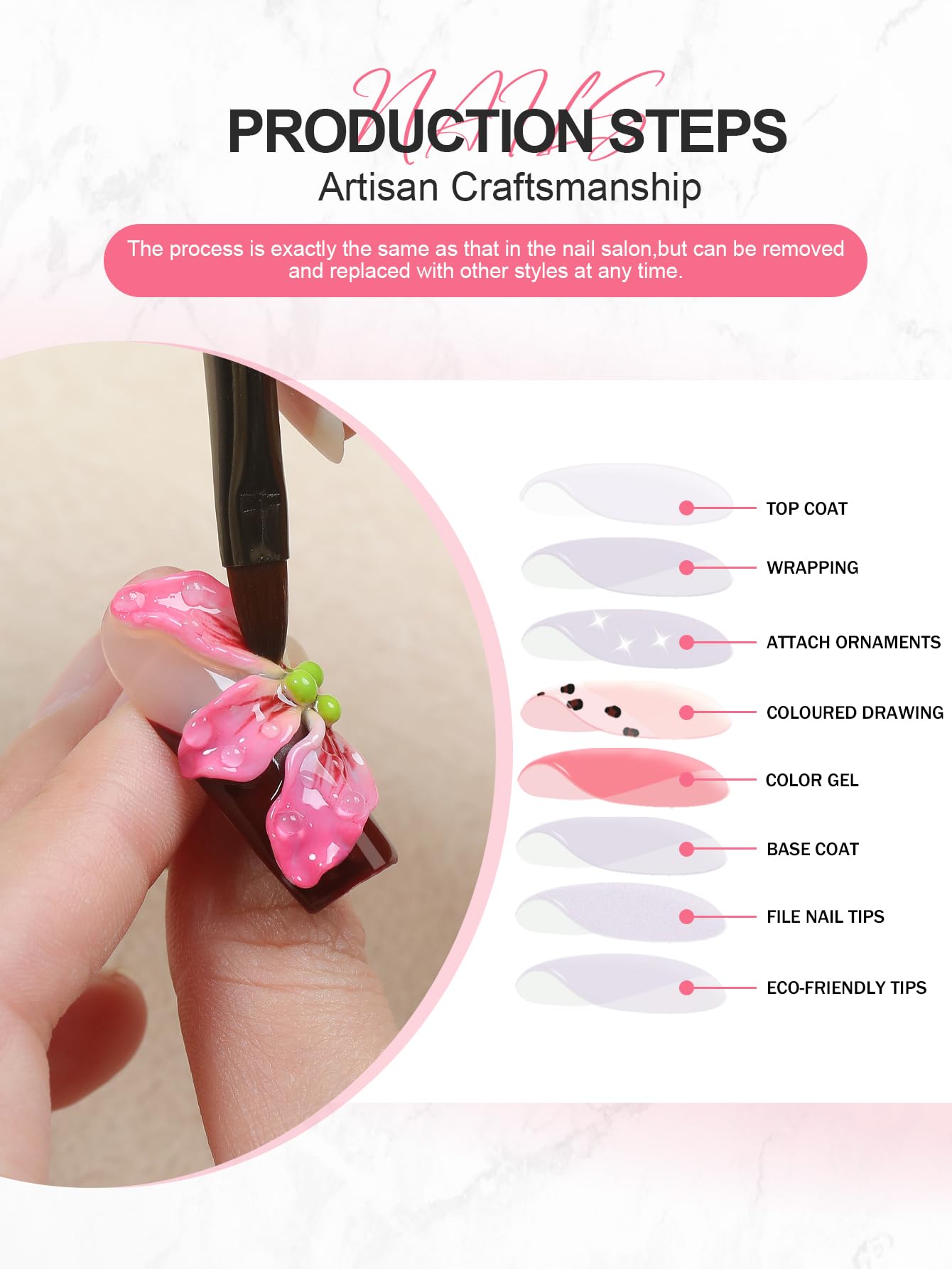 Homsera Blue Handmade XL Long Square Press-On Nails with 3D Cross & Circle Decor – Reusable Full-Cover Acrylic Nails